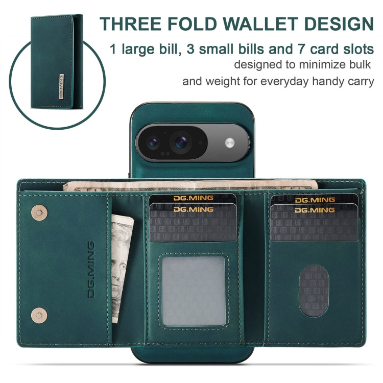 For Google Pixel 9 / 9 Pro DG.MING M1 Series 3-Fold Multi Card Wallet + Magnetic Phone Case(Green) - Google Cases by DG.MING | Online Shopping South Africa | PMC Jewellery | Buy Now Pay Later Mobicred