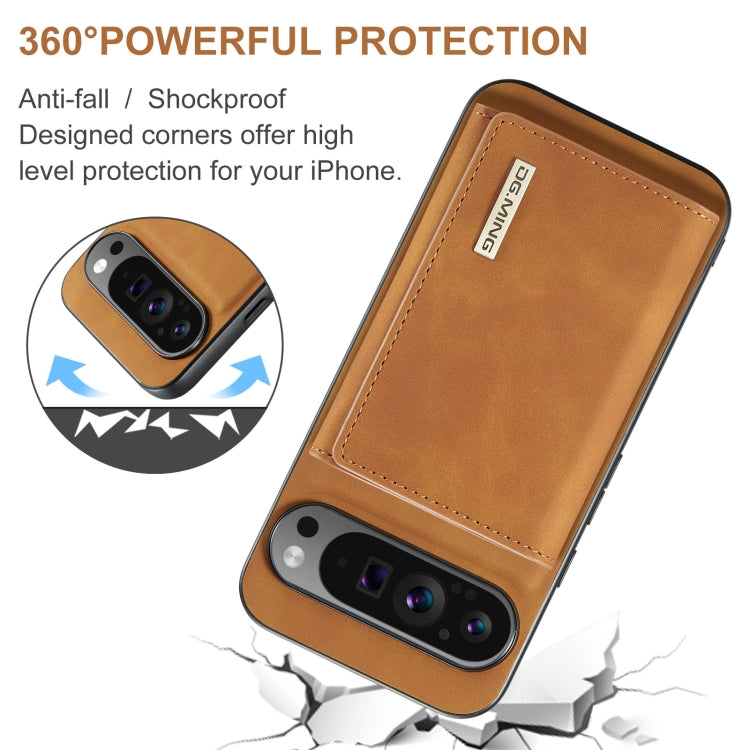 For Google Pixel 9 Pro XL DG.MING M1 Series 3-Fold Multi Card Wallet + Magnetic Phone Case(Brown) - Google Cases by DG.MING | Online Shopping South Africa | PMC Jewellery | Buy Now Pay Later Mobicred