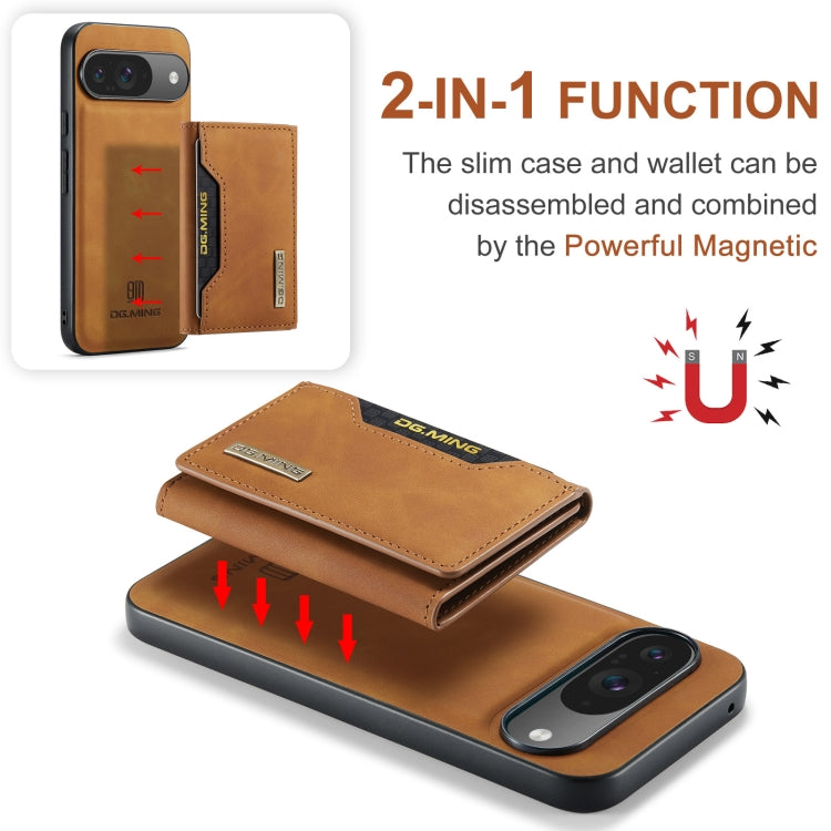 For Google Pixel 9 / 9 Pro DG.MING M2 Series 3-Fold Multi Card Bag + Magnetic Phone Case(Brown) - Google Cases by DG.MING | Online Shopping South Africa | PMC Jewellery | Buy Now Pay Later Mobicred