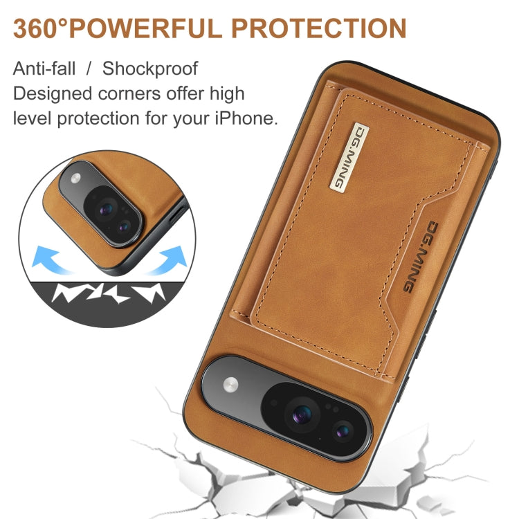 For Google Pixel 9 / 9 Pro DG.MING M2 Series 3-Fold Multi Card Bag + Magnetic Phone Case(Brown) - Google Cases by DG.MING | Online Shopping South Africa | PMC Jewellery | Buy Now Pay Later Mobicred