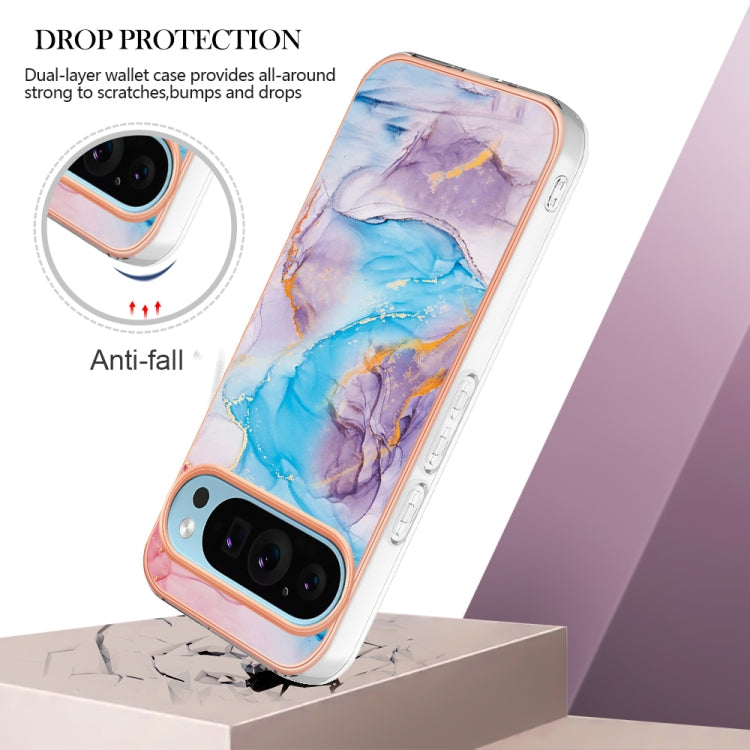 For Google Pixel 9 / 9 Pro Electroplating IMD TPU Phone Case(Blue Marble) - Google Cases by PMC Jewellery | Online Shopping South Africa | PMC Jewellery | Buy Now Pay Later Mobicred