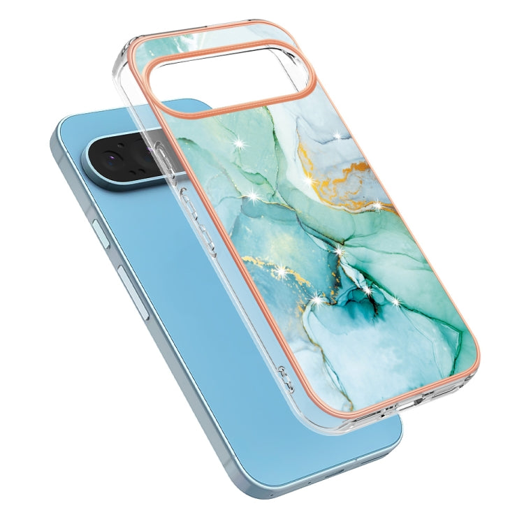 For Google Pixel 9 Pro XL Electroplating Marble Dual-side IMD Phone Case(Green 003) - Google Cases by PMC Jewellery | Online Shopping South Africa | PMC Jewellery | Buy Now Pay Later Mobicred