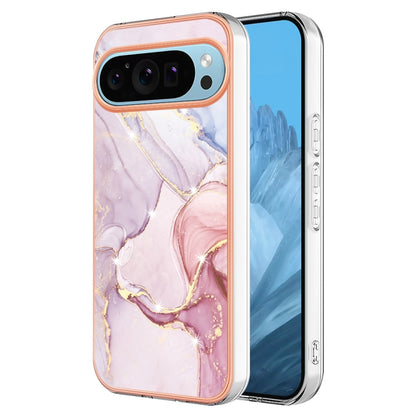 For Google Pixel 9 Pro XL Electroplating Marble Dual-side IMD Phone Case(Rose Gold 005) - Google Cases by PMC Jewellery | Online Shopping South Africa | PMC Jewellery | Buy Now Pay Later Mobicred