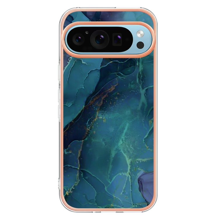 For Google Pixel 9 Pro XL Electroplating Marble Dual-side IMD Phone Case(Green 017) - Google Cases by PMC Jewellery | Online Shopping South Africa | PMC Jewellery | Buy Now Pay Later Mobicred