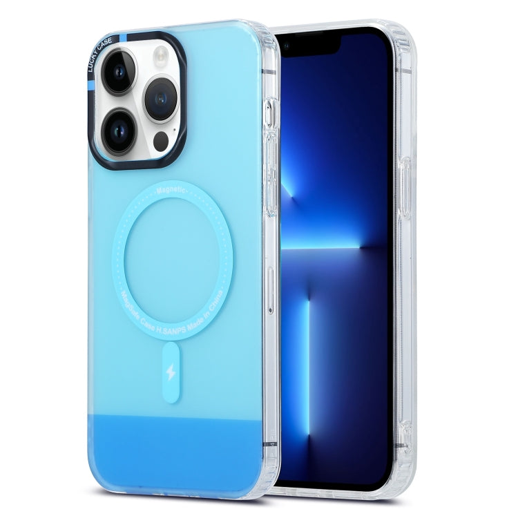 For iPhone 13 Pro PC + TPU IMD MagSafe Magnetic Phone Case(Blue) - iPhone 13 Pro Cases by PMC Jewellery | Online Shopping South Africa | PMC Jewellery