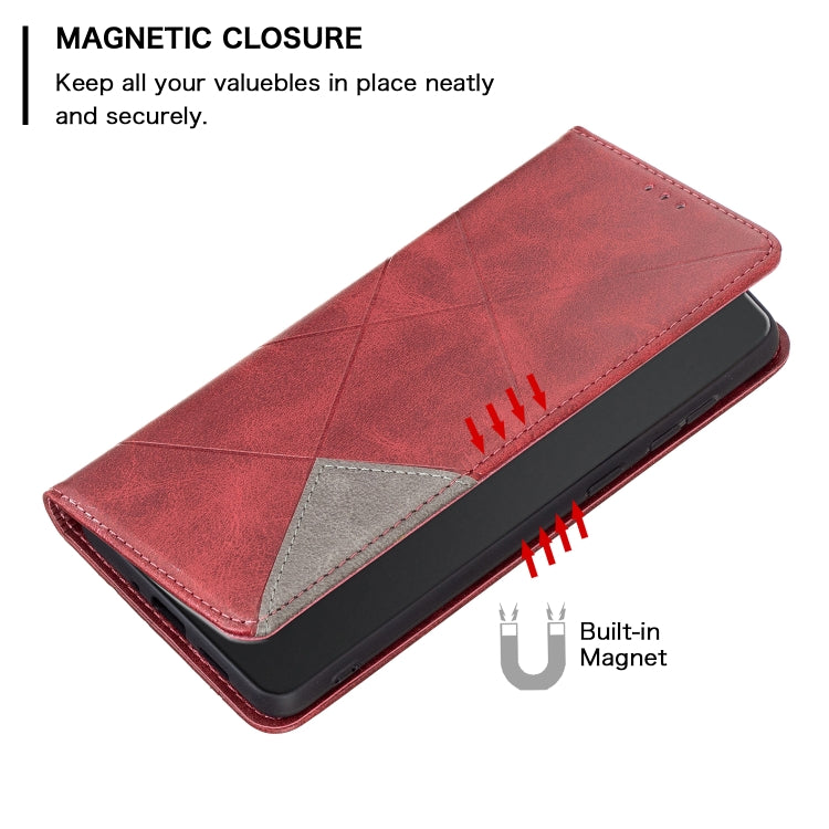 For Xiaomi Redmi Note 12S 4G / Note 11  Rhombus Texture Magnetic Leather Phone Case(Red) - Xiaomi Cases by PMC Jewellery | Online Shopping South Africa | PMC Jewellery | Buy Now Pay Later Mobicred