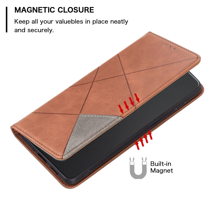 For Xiaomi Redmi Note 12S 4G / Note 11  Rhombus Texture Magnetic Leather Phone Case(Brown) - Xiaomi Cases by PMC Jewellery | Online Shopping South Africa | PMC Jewellery | Buy Now Pay Later Mobicred