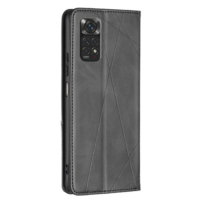 For Xiaomi Redmi Note 12S 4G / Note 11  Rhombus Texture Magnetic Leather Phone Case(Black) - Xiaomi Cases by PMC Jewellery | Online Shopping South Africa | PMC Jewellery | Buy Now Pay Later Mobicred