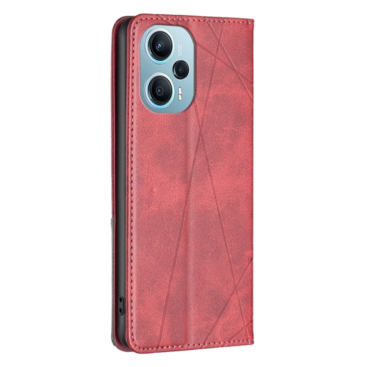 For Xiaomi Poco F5 5G / Redmi Note 12 Turbo Rhombus Texture Magnetic Leather Phone Case(Red) - Xiaomi Cases by PMC Jewellery | Online Shopping South Africa | PMC Jewellery | Buy Now Pay Later Mobicred