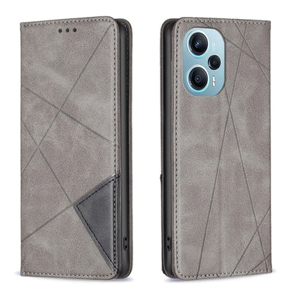 For Xiaomi Poco F5 5G / Redmi Note 12 Turbo Rhombus Texture Magnetic Leather Phone Case(Grey) - Xiaomi Cases by PMC Jewellery | Online Shopping South Africa | PMC Jewellery | Buy Now Pay Later Mobicred