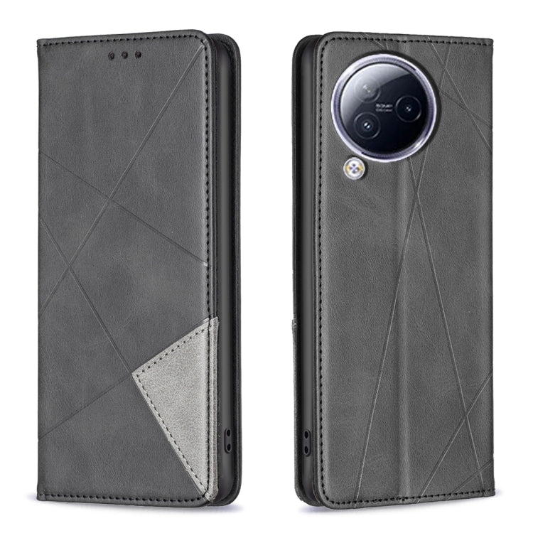 For Xiaomi Civi 3 5G Rhombus Texture Magnetic Leather Phone Case(Black) - Xiaomi Cases by PMC Jewellery | Online Shopping South Africa | PMC Jewellery | Buy Now Pay Later Mobicred