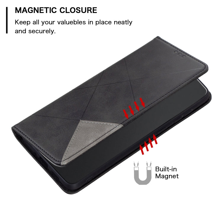 For Xiaomi Redmi 12 4G Rhombus Texture Magnetic Leather Phone Case(Black) - Xiaomi Cases by PMC Jewellery | Online Shopping South Africa | PMC Jewellery | Buy Now Pay Later Mobicred