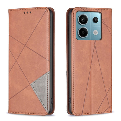 For Xiaomi Redmi Note 13 Pro 5G Rhombus Texture Magnetic Leather Phone Case(Brown) - Xiaomi Cases by PMC Jewellery | Online Shopping South Africa | PMC Jewellery | Buy Now Pay Later Mobicred