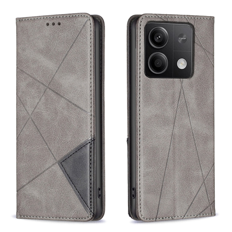 For Xiaomi Redmi Note 13 Rhombus Texture Magnetic Leather Phone Case(Grey) - Xiaomi Cases by PMC Jewellery | Online Shopping South Africa | PMC Jewellery | Buy Now Pay Later Mobicred