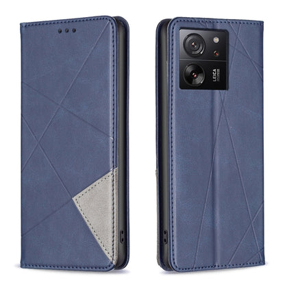 For Xiaomi 13T / 13T Pro / Redmi K60 Ultra Rhombus Texture Magnetic Leather Phone Case(Blue) - Redmi K60 Ultra Cases by PMC Jewellery | Online Shopping South Africa | PMC Jewellery | Buy Now Pay Later Mobicred