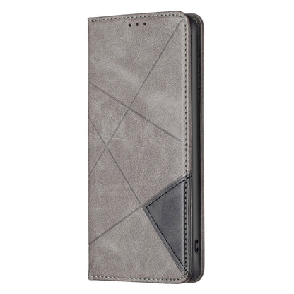 For Xiaomi Redmi 13C Rhombus Texture Magnetic Leather Phone Case(Grey) - 13C Cases by PMC Jewellery | Online Shopping South Africa | PMC Jewellery | Buy Now Pay Later Mobicred