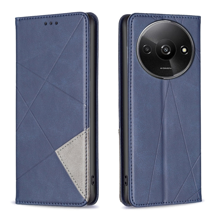 For Xiaomi Redmi A3 Rhombus Texture Magnetic Leather Phone Case(Blue) - Xiaomi Cases by PMC Jewellery | Online Shopping South Africa | PMC Jewellery | Buy Now Pay Later Mobicred