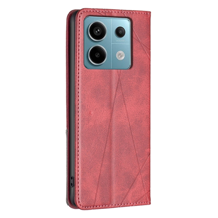 For Xiaomi Poco M6 Pro 4G Rhombus Texture Magnetic Leather Phone Case(Red) - Xiaomi Cases by PMC Jewellery | Online Shopping South Africa | PMC Jewellery | Buy Now Pay Later Mobicred