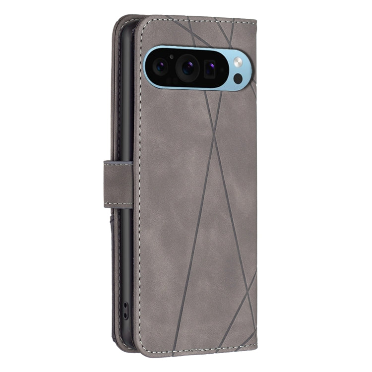 For Google Pixel 9 Magnetic Buckle Rhombus Texture Leather Phone Case(Grey) - Google Cases by PMC Jewellery | Online Shopping South Africa | PMC Jewellery | Buy Now Pay Later Mobicred