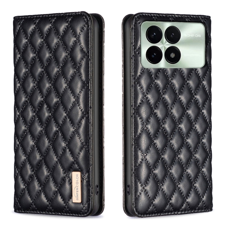 For Xiaomi Redmi K70 / K70 Pro Diamond Lattice Magnetic Leather Flip Phone Case(Black) - K70 Pro Cases by PMC Jewellery | Online Shopping South Africa | PMC Jewellery | Buy Now Pay Later Mobicred