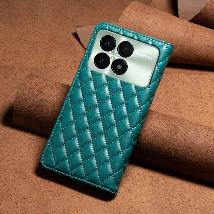 For Xiaomi Redmi K70E Diamond Lattice Magnetic Leather Flip Phone Case(Green) - K70E Cases by PMC Jewellery | Online Shopping South Africa | PMC Jewellery