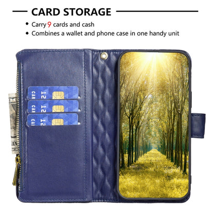 For Xiaomi Redmi K70 / K70 Pro Diamond Lattice Zipper Wallet Leather Flip Phone Case(Blue) - K70 Pro Cases by PMC Jewellery | Online Shopping South Africa | PMC Jewellery | Buy Now Pay Later Mobicred