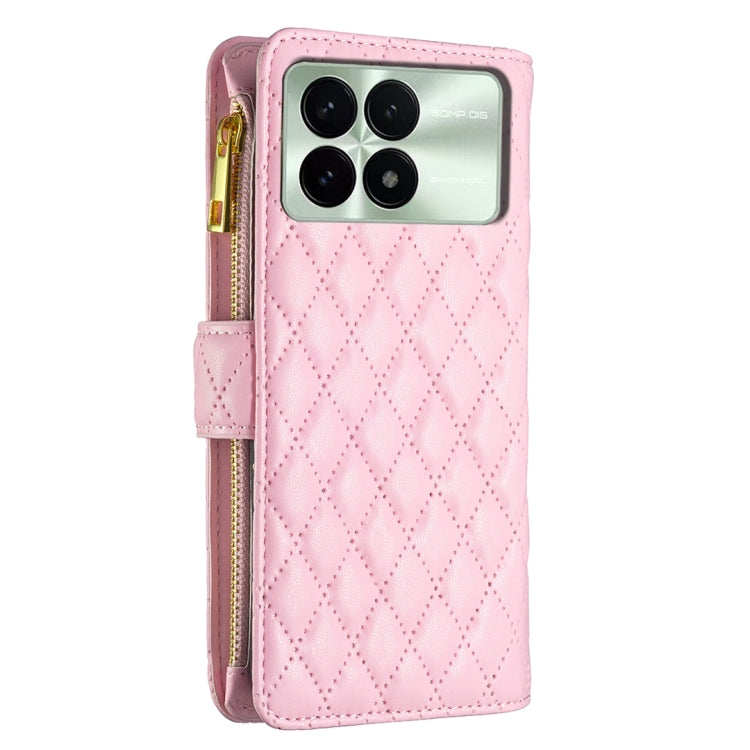 For Xiaomi Redmi K70 / K70 Pro Diamond Lattice Zipper Wallet Leather Flip Phone Case(Pink) - K70 Pro Cases by PMC Jewellery | Online Shopping South Africa | PMC Jewellery | Buy Now Pay Later Mobicred