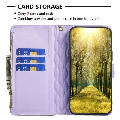 For Xiaomi Redmi K70 / K70 Pro Diamond Lattice Zipper Wallet Leather Flip Phone Case(Purple) - K70 Pro Cases by PMC Jewellery | Online Shopping South Africa | PMC Jewellery | Buy Now Pay Later Mobicred