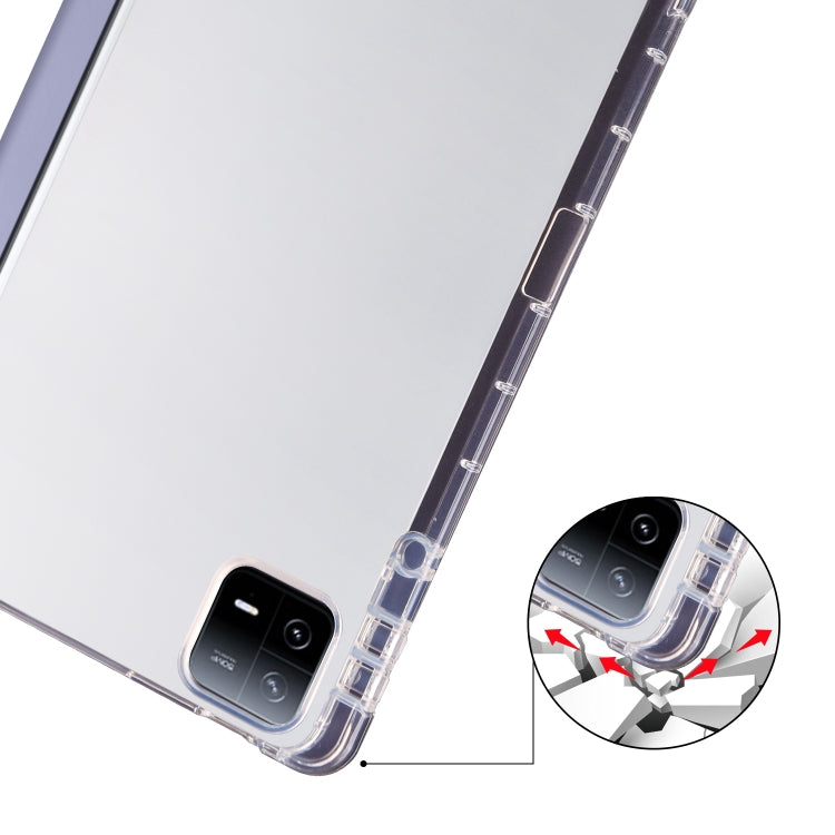 For Xiaomi Pad 6 / 6 Pro 3-fold Clear TPU Smart Leather Tablet Case with Pen Slot(Lavender Purple) - More Tablet Cases by PMC Jewellery | Online Shopping South Africa | PMC Jewellery | Buy Now Pay Later Mobicred