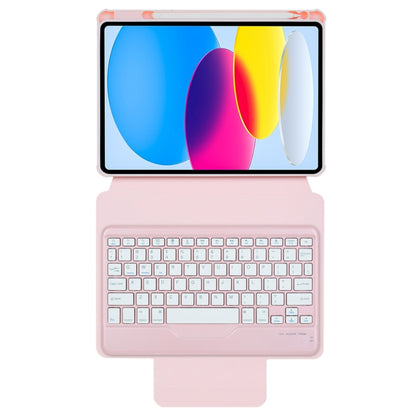 For iPad 10th Gen 10.9 2022 F10B 360 Rotation Acrylic Transparent Bluetooth Keyboard Leather Case(Pink) - Universal by PMC Jewellery | Online Shopping South Africa | PMC Jewellery