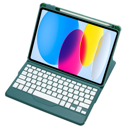 For iPad 10th Gen 10.9 2022 F10B 360 Rotation Acrylic Transparent Bluetooth Keyboard Leather Case(Green) - Universal by PMC Jewellery | Online Shopping South Africa | PMC Jewellery