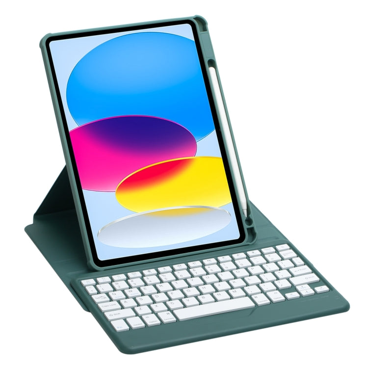 For iPad 10th Gen 10.9 2022 F10B 360 Rotation Acrylic Transparent Bluetooth Keyboard Leather Case(Green) - Universal by PMC Jewellery | Online Shopping South Africa | PMC Jewellery