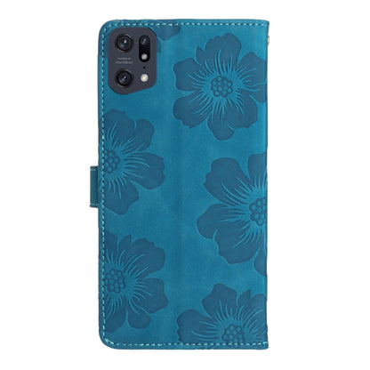 For OPPO Find X5 Flower Embossing Pattern Leather Phone Case(Blue) - OPPO Cases by PMC Jewellery | Online Shopping South Africa | PMC Jewellery | Buy Now Pay Later Mobicred