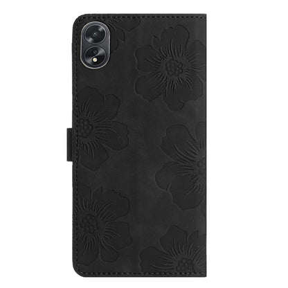 For OPPO A38 Flower Embossing Pattern Leather Phone Case(Black) - A38 Cases by PMC Jewellery | Online Shopping South Africa | PMC Jewellery | Buy Now Pay Later Mobicred