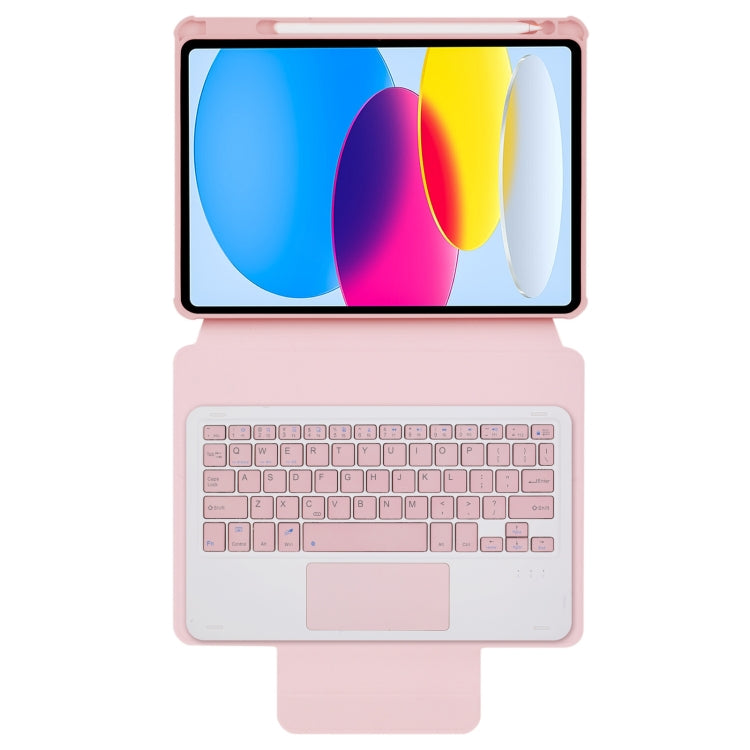 For iPad 10th Gen 10.9 2022 F10B-A 360 Rotation Acrylic Transparent Bluetooth Keyboard Leather Case With Touch Control(Pink) - Universal by PMC Jewellery | Online Shopping South Africa | PMC Jewellery