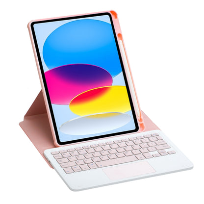 For iPad 10th Gen 10.9 2022 F10B-A 360 Rotation Acrylic Transparent Bluetooth Keyboard Leather Case With Touch Control(Pink) - Universal by PMC Jewellery | Online Shopping South Africa | PMC Jewellery