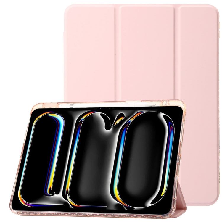 For iPad Air 11 2024 Clear Acrylic 3-Fold Leather Tablet Case(Pink) - iPad Air 11 2024 Cases by PMC Jewellery | Online Shopping South Africa | PMC Jewellery | Buy Now Pay Later Mobicred