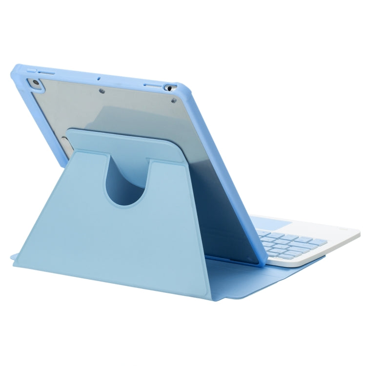 For iPad 10th Gen 10.9 2022 F10B-AS 360 Rotation Acrylic Transparent Bluetooth Keyboard Leather Case With Touch Control / Backlight(Blue) - Universal by PMC Jewellery | Online Shopping South Africa | PMC Jewellery