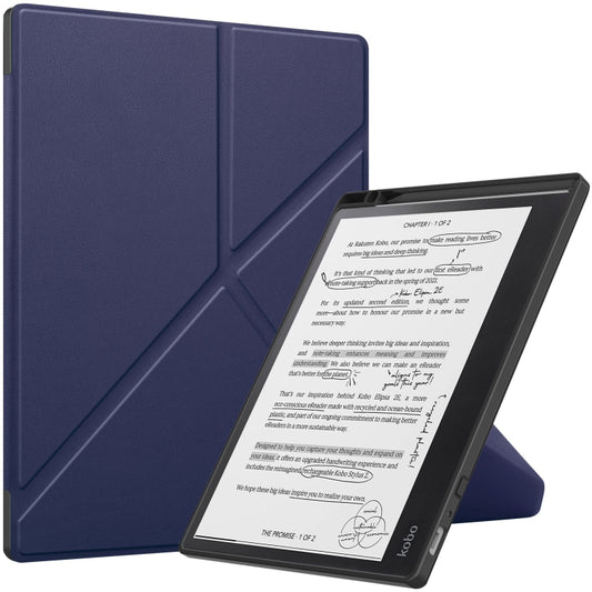 For Kobo Elipsa 2E Solid Color Deformation TPU Leather Smart Tablet Case(Dark Blue) - Others by PMC Jewellery | Online Shopping South Africa | PMC Jewellery | Buy Now Pay Later Mobicred