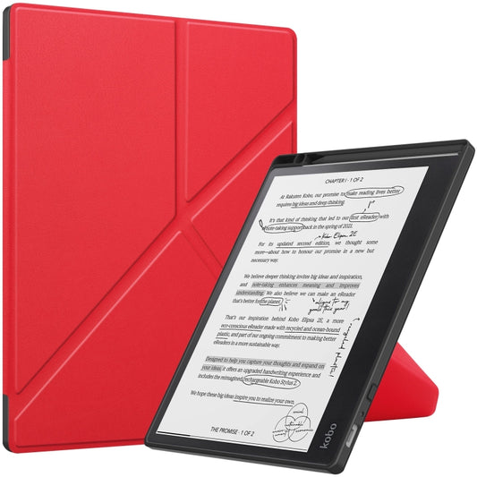 For Kobo Elipsa 2E Solid Color Deformation TPU Leather Smart Tablet Case(Red) - Others by PMC Jewellery | Online Shopping South Africa | PMC Jewellery | Buy Now Pay Later Mobicred