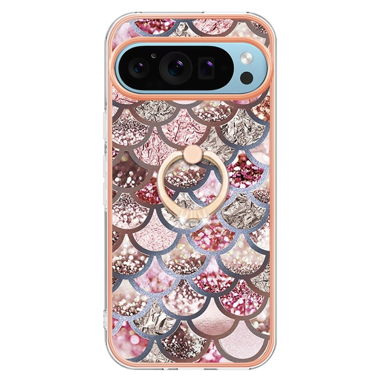 For Google Pixel 9 Pro XL Electroplating IMD TPU Phone Case with Ring(Pink Scales) - Google Cases by PMC Jewellery | Online Shopping South Africa | PMC Jewellery | Buy Now Pay Later Mobicred