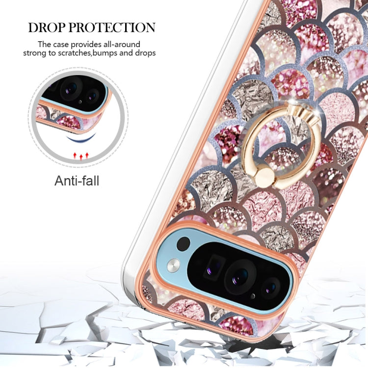 For Google Pixel 9 Pro XL Electroplating IMD TPU Phone Case with Ring(Pink Scales) - Google Cases by PMC Jewellery | Online Shopping South Africa | PMC Jewellery | Buy Now Pay Later Mobicred