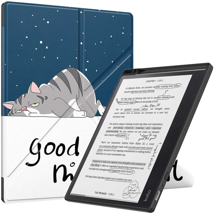 For Kobo Elipsa 2E Painted Deformation TPU Leather Smart Tablet Case(Lazy Cat) - Others by PMC TechLife | Online Shopping South Africa | PMC TechLife | Buy Now Pay Later Mobicred