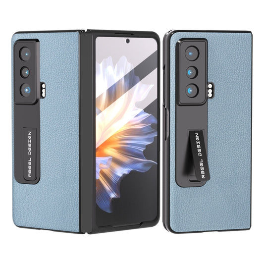 For Honor Magic Vs ABEEL Integrated Black Edge Genuine Leather Mino Phone Case with Holder(Blue) - Honor Cases by PMC Jewellery | Online Shopping South Africa | PMC Jewellery | Buy Now Pay Later Mobicred