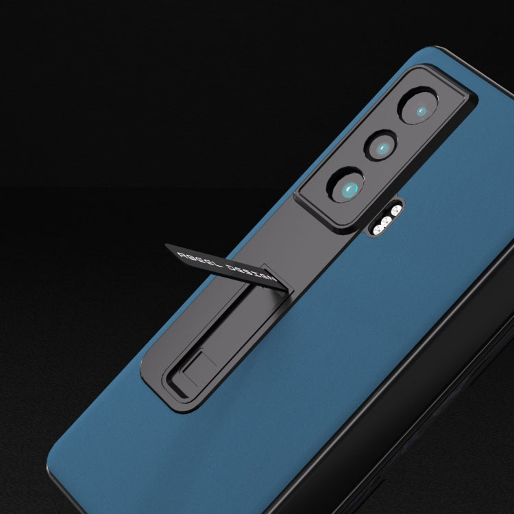 For Honor Magic Vs ABEEL Integrated Genuine Leather Silky Soft Phone Case with Holder(Blue) - Honor Cases by PMC TechLife | Online Shopping South Africa | PMC TechLife | Buy Now Pay Later Mobicred
