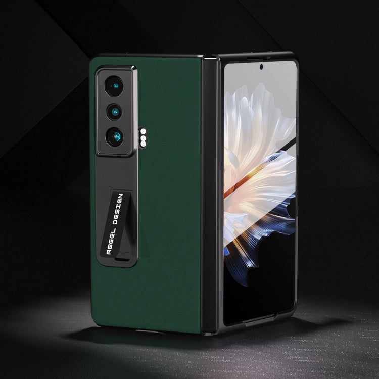For Honor Magic Vs ABEEL Integrated Genuine Leather Silky Soft Phone Case with Holder(Green) - Honor Cases by PMC TechLife | Online Shopping South Africa | PMC TechLife | Buy Now Pay Later Mobicred