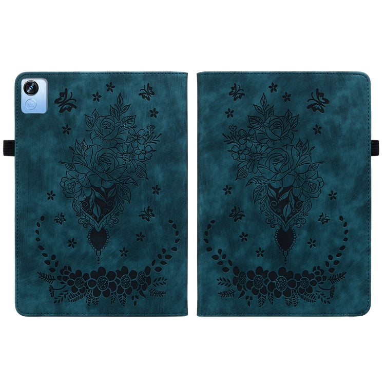 For Realme Pad X Butterfly Rose Embossed Leather Tablet Case(Dark Blue) - Realme by PMC TechLife | Online Shopping South Africa | PMC TechLife | Buy Now Pay Later Mobicred