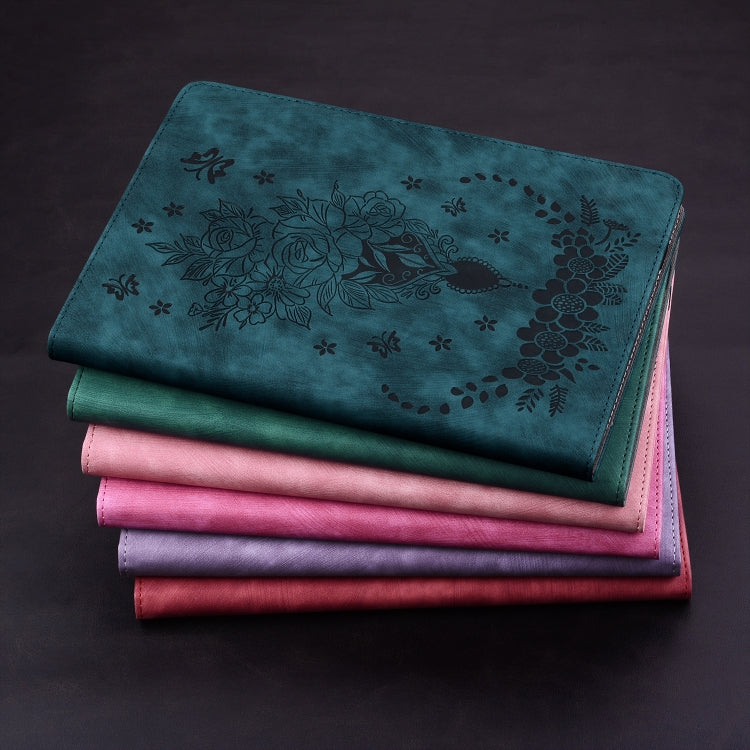 For Realme Pad 10.4 / Pad 5G 10.4 Butterfly Rose Embossed Leather Tablet Case(Green) - Realme by PMC TechLife | Online Shopping South Africa | PMC TechLife | Buy Now Pay Later Mobicred
