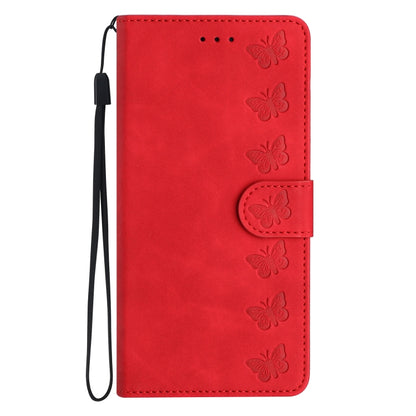 For iPhone 16 Pro Seven Butterflies Embossed Leather Phone Case(Red) - iPhone 16 Pro Cases by PMC Jewellery | Online Shopping South Africa | PMC Jewellery | Buy Now Pay Later Mobicred