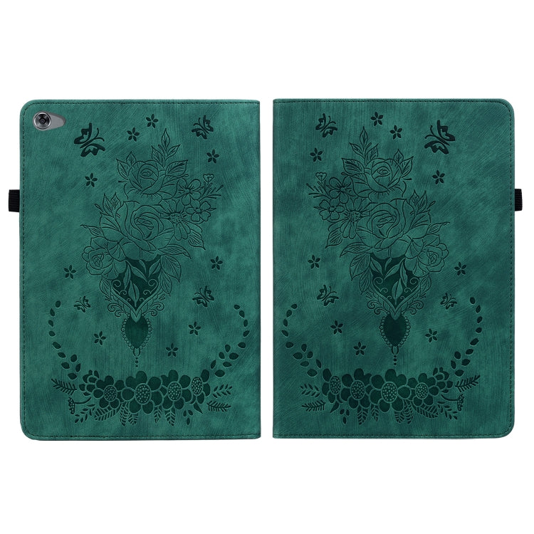 For Huawei MediaPad M5 Lite / C5 10.1 Butterfly Rose Embossed Leather Tablet Case(Green) - Huawei Cases by PMC TechLife | Online Shopping South Africa | PMC TechLife | Buy Now Pay Later Mobicred
